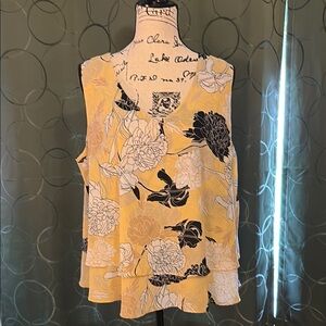 Liz Claiborne Floral Sleeveless Top - Yellow and Black